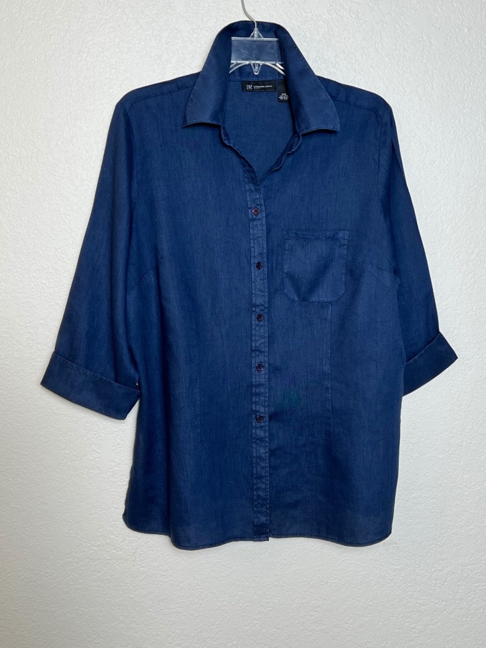* FIRM PRICE* INC International Concepts 100% Linen Button Front Top
